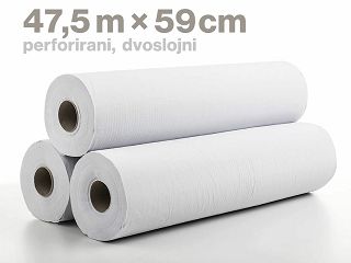 DVOSLOJNI PAPIR U ROLI, 47.5m × 59cm, perforirani