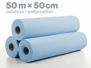 ZAŠTITA ZA PREGLEDNI LEŽAJ (CELULOZA/ POLIPROPILEN) U ROLI, 50m × 50cm - SVIJETLO PLAVA