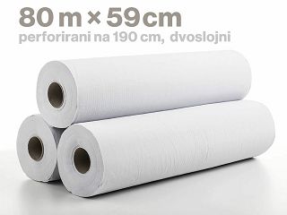 DVOSLOJNI PAPIR U ROLI, 80m × 59cm, perforiran 190cm