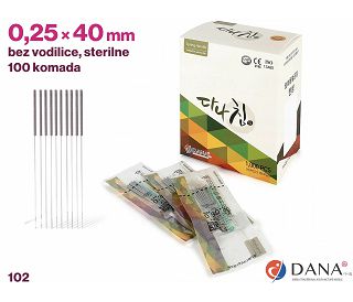 IGLE ZA AKUPUNKTURU DANA 0.25 × 40 mm, 100 kom., čelične bez vodilice