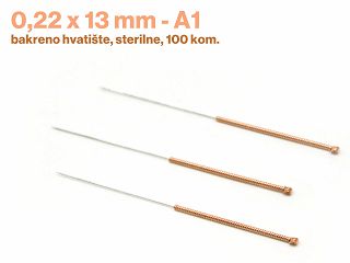 IGLE ZA AKUPUNKTURU 0,22 x 13 - A1, bakreno hvatište, sterilne, 100 kom. 