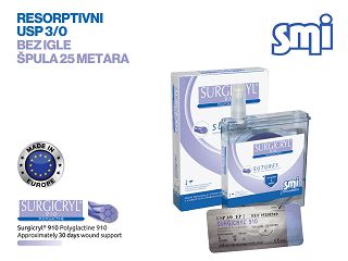 RESORPTIVNI KIRURŠKI KONAC, SURGICRYL 910, USP 3/0,špula 25 metara