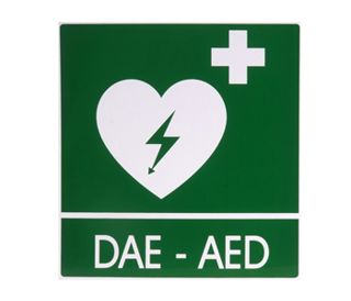 DAE-AED ALUMINIJSKI ZNAK za defibrilatore, 29 x 36 cm