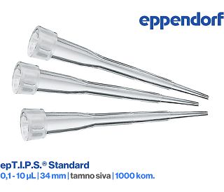 epT.I.P.S.® Standard, 0,1 - 10 µl, 34 mm, tamnosivi, 1000 kom.