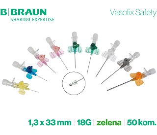 KANILE VASOFIX SAFETY 18G 1,3 x 45 mm - zelene, 50 kom., B. BRAUN