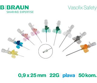 KANILE VASOFIX SAFETY PUR 22G 0.9 X 25 mm - plave, 50 kom., B. BRAUN