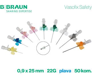 KANILE VASOFIX SAFETY PUR 22G 0.9 X 25 mm - plave, 50 kom., B. BRAUN