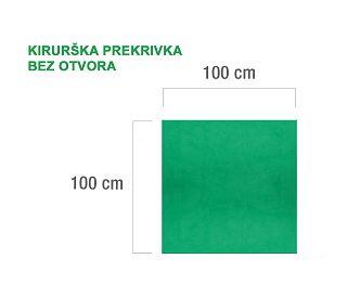 KIRURŠKA PREKRIVKA BEZ OTVORA, 100 x 100 cm, zelena