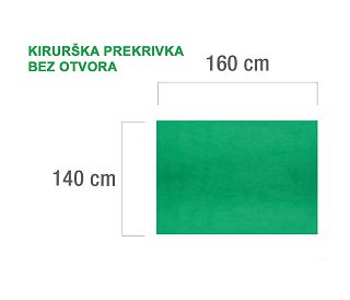 KIRURŠKA PREKRIVKA BEZ OTVORA, 140 x 160 cm, zelena