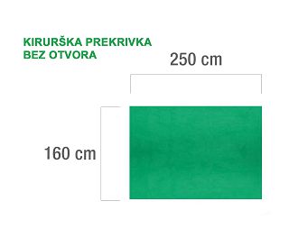KIRURŠKA PREKRIVKA BEZ OTVORA, 160 x 250 cm, zelena
