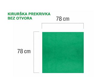 KIRURŠKA PREKRIVKA BEZ OTVORA, 78 x 78 cm, zelena