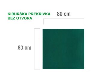 KIRURŠKA PREKRIVKA BEZ OTVORA, VIŠEKRATNA, 80 × 80 cm, zelena