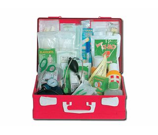 KOMPLET PRVE POMOĆI U PLASTIČNOM KOFERU 39,5 x 27 x 13,5 cm, VELIKO PAKIRANJE