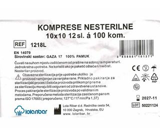 KOMPRESE NESTERILNE, 10 x 10, 12.sl, 100 kom.