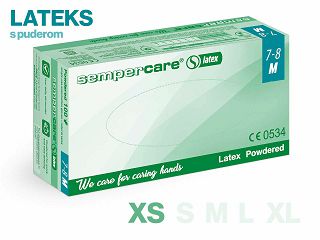 RUKAVICE SEMPERCARE® – LATEKS S PUDEROM, 100 KOMADA, XS