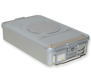 SPREMNIK ZA STERILIZACIJU AUTOKLAVOM S VENTILOM 465X280X100 mm, sivi