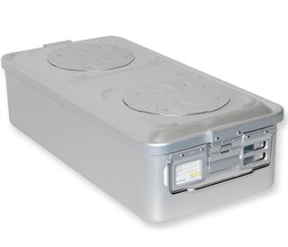 SPREMNIK ZA STERILIZACIJU AUTOKLAVOM S VENTILOM 580X280X150 mm, sivi