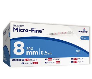 ŠPRICA INZULINSKA, 0.5 ml, s iglom 30G x 8 mm, EMBECTA II LLC, 100 kom.
