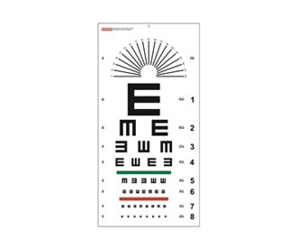 SNELLEN TABLICA ZA ISPITIVANJE VIDA TUMBLING "E", 6 m - 28x56 cm