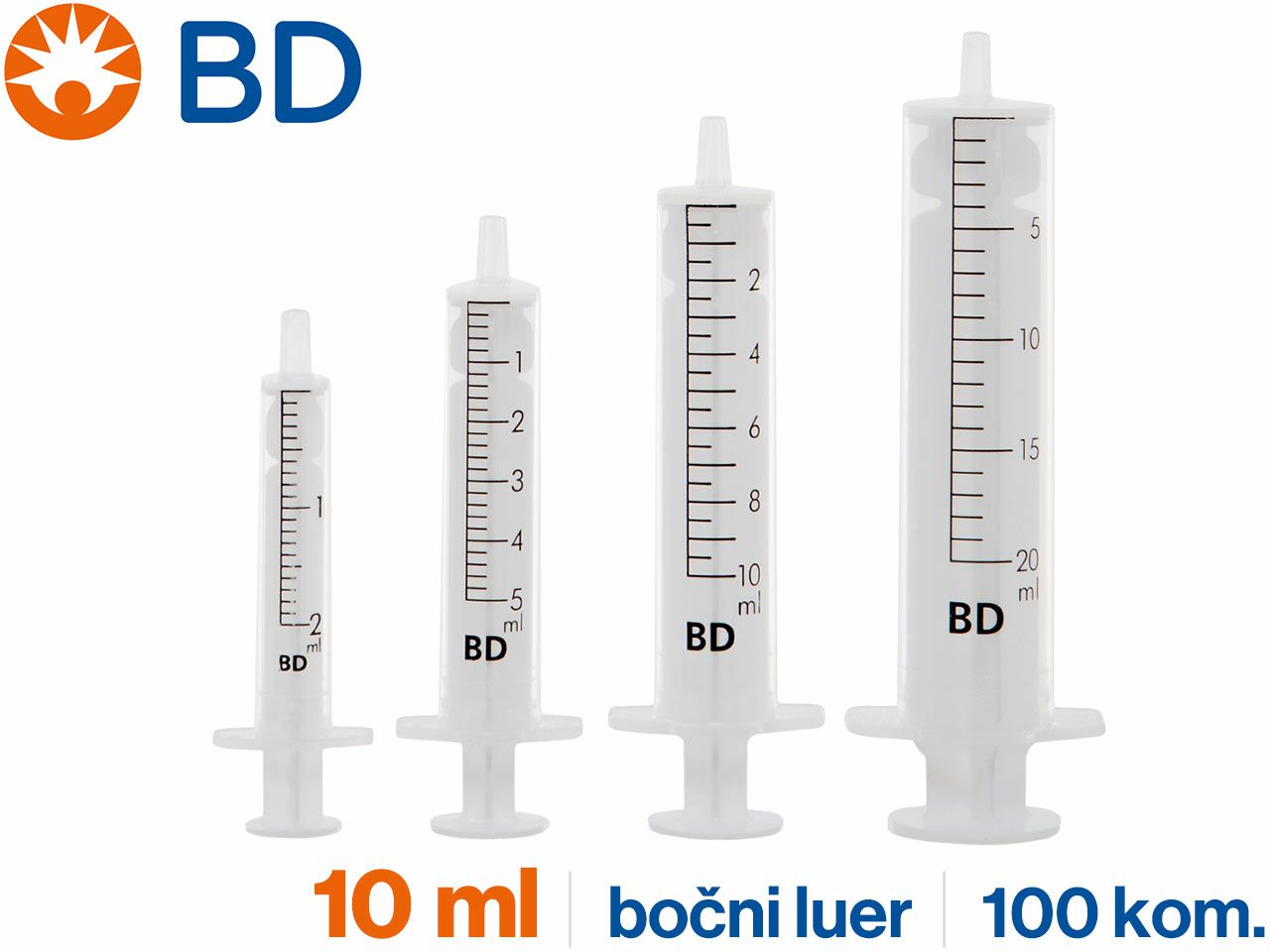 DVODIJELNA ŠPRICA, 10 ml, bočni luer, BD Discardit™ II