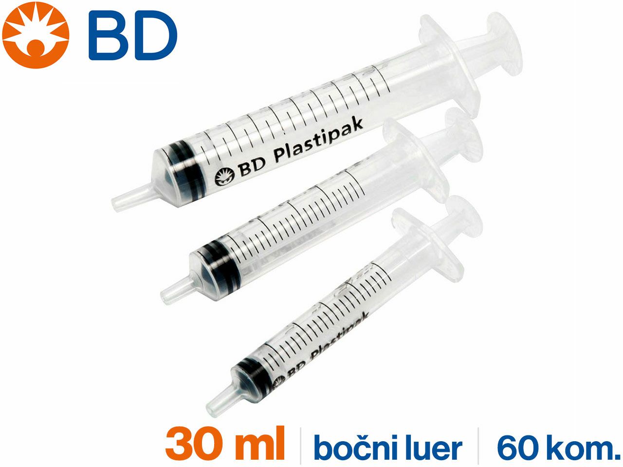 TRODIJELNA ŠPRICA, 30 ml, bočni luer, BD Plastipak™