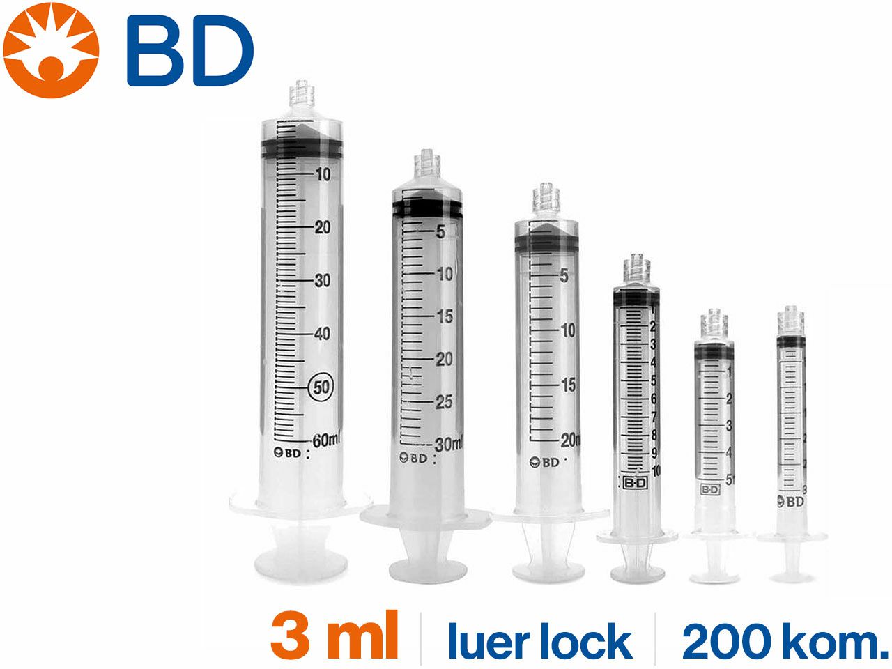 TRODIJELNA ŠPRICA, 3 ml, Luer-Lok, BD Plastipak™ BD 309658