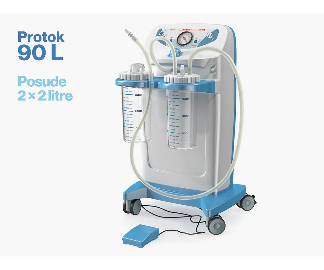 HOSPI PLUS ASPIRATOR 90 L, 2x2 litre, s nožnim prekidačem i usmjerivačem protoka