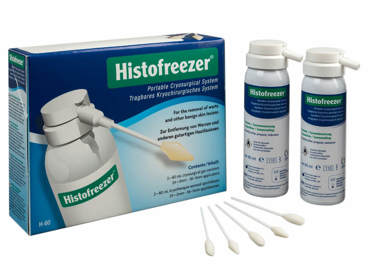 HISTOFREEZER MIX - 2 × 80 ml + 24 aplikatora 2 mm, 36 aplikatora 5 mm