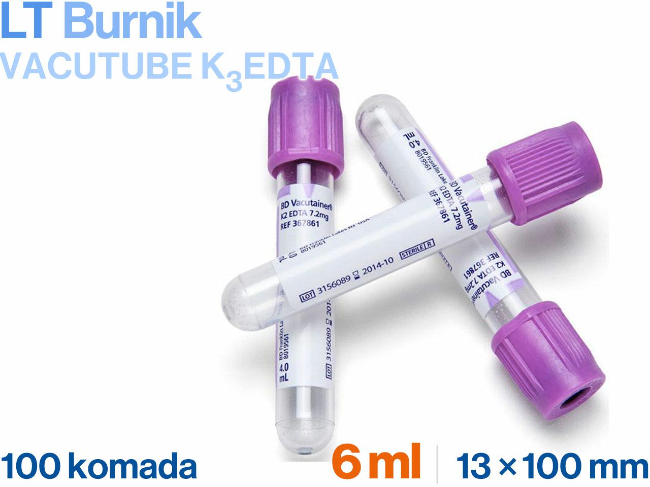 VACUTUBE K3EDTA 6 ml, 100 kom.