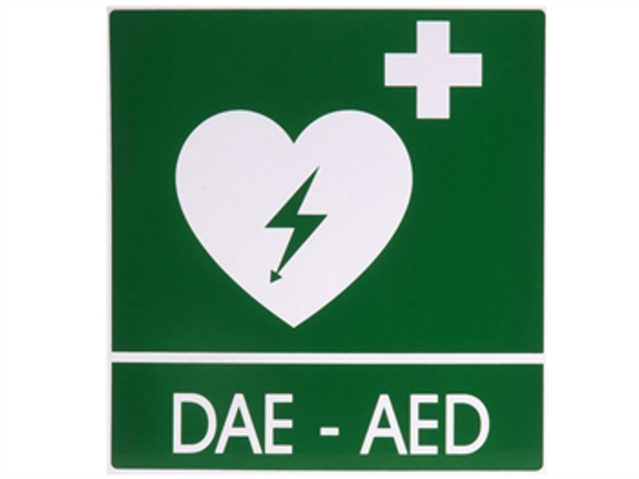 DAE-AED ALUMINIJSKI ZNAK za defibrilatore, 29 x 36 cm