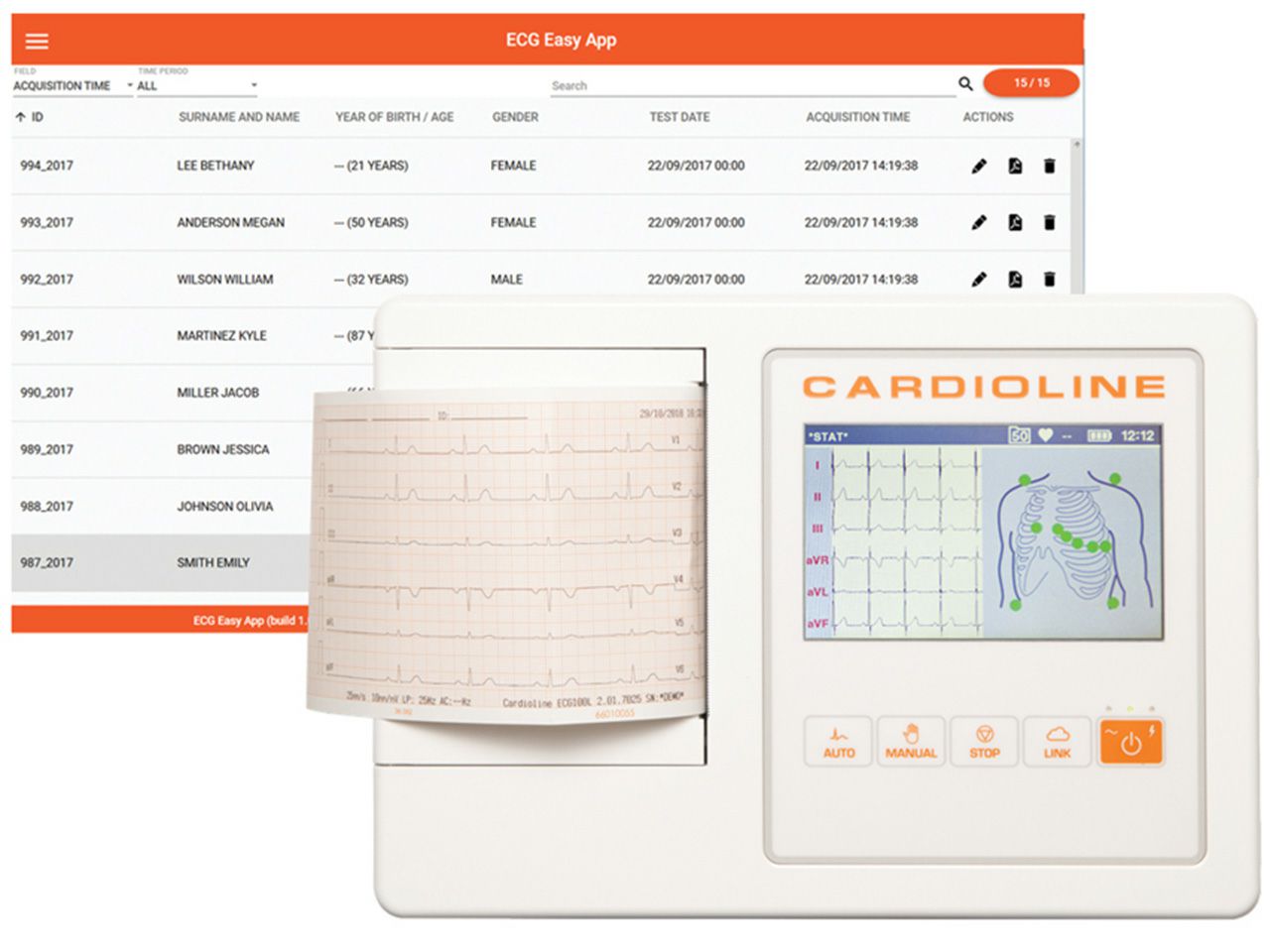 EKG UREĐAJ CARDIOLINE  ECG100L BASIC, TOUCH SCREEN 5''