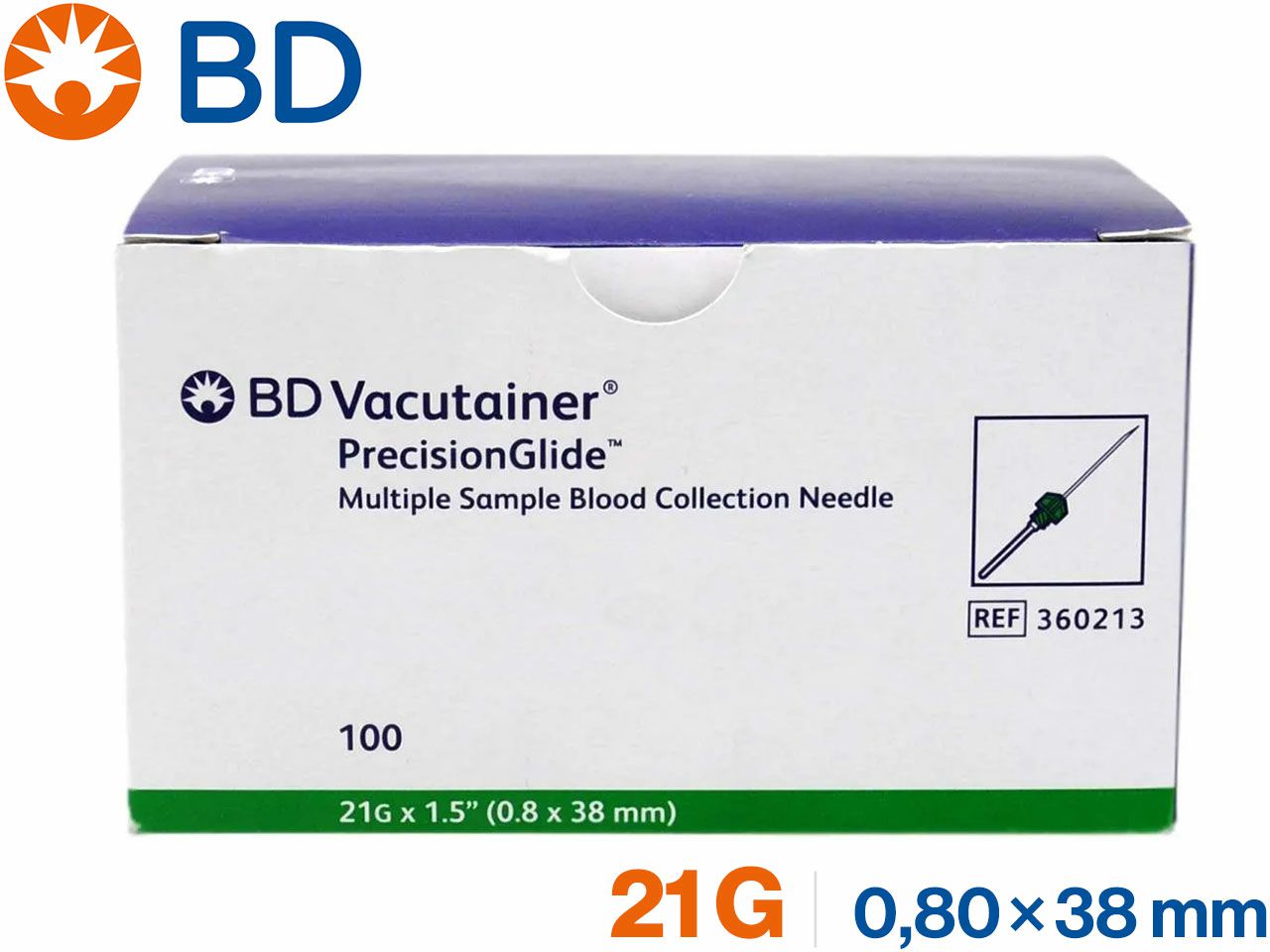 IGLA ZA VAĐENJE KRVI 21G 0,8×38 mm, 100 kom., BD Vacutainer®