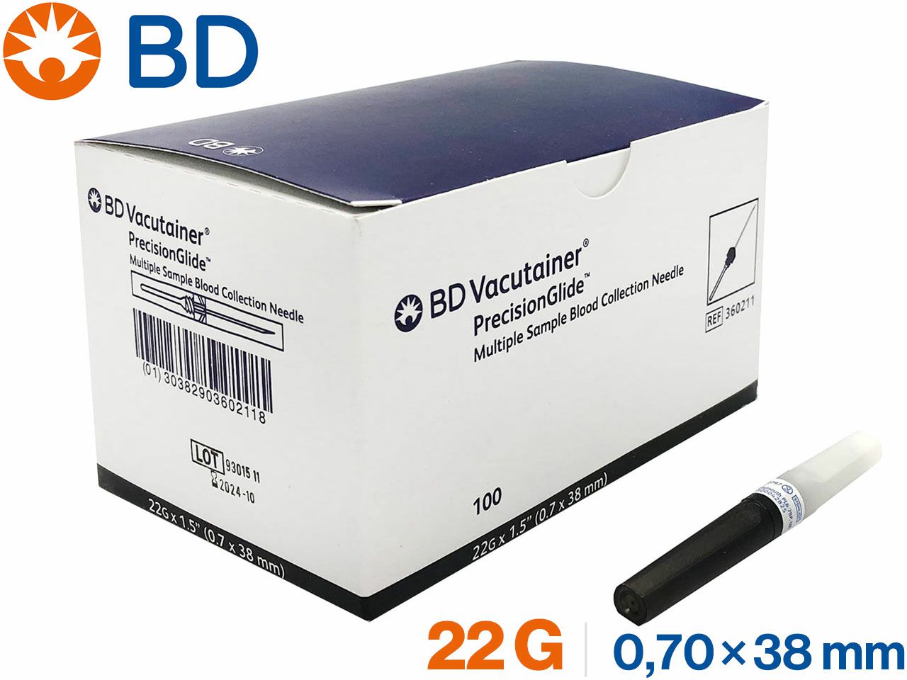 IGLA ZA VAĐENJE KRVI 22G 0,7×38 mm, 100 kom., BD Vacutainer®