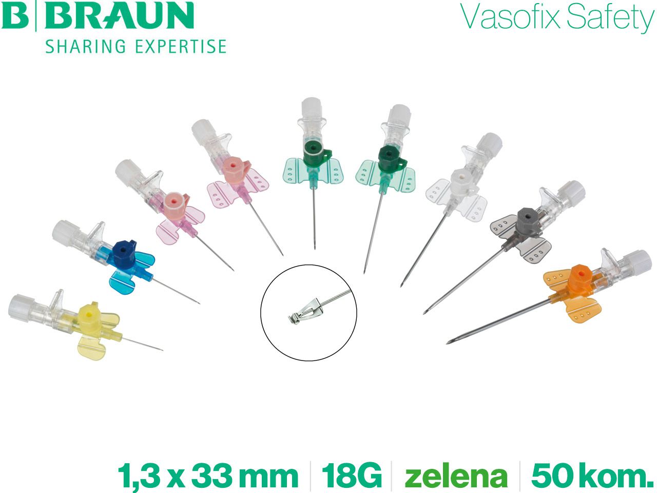 KANILE VASOFIX SAFETY 18G 1,3 x 45 mm - zelene, 50 kom., B. BRAUN