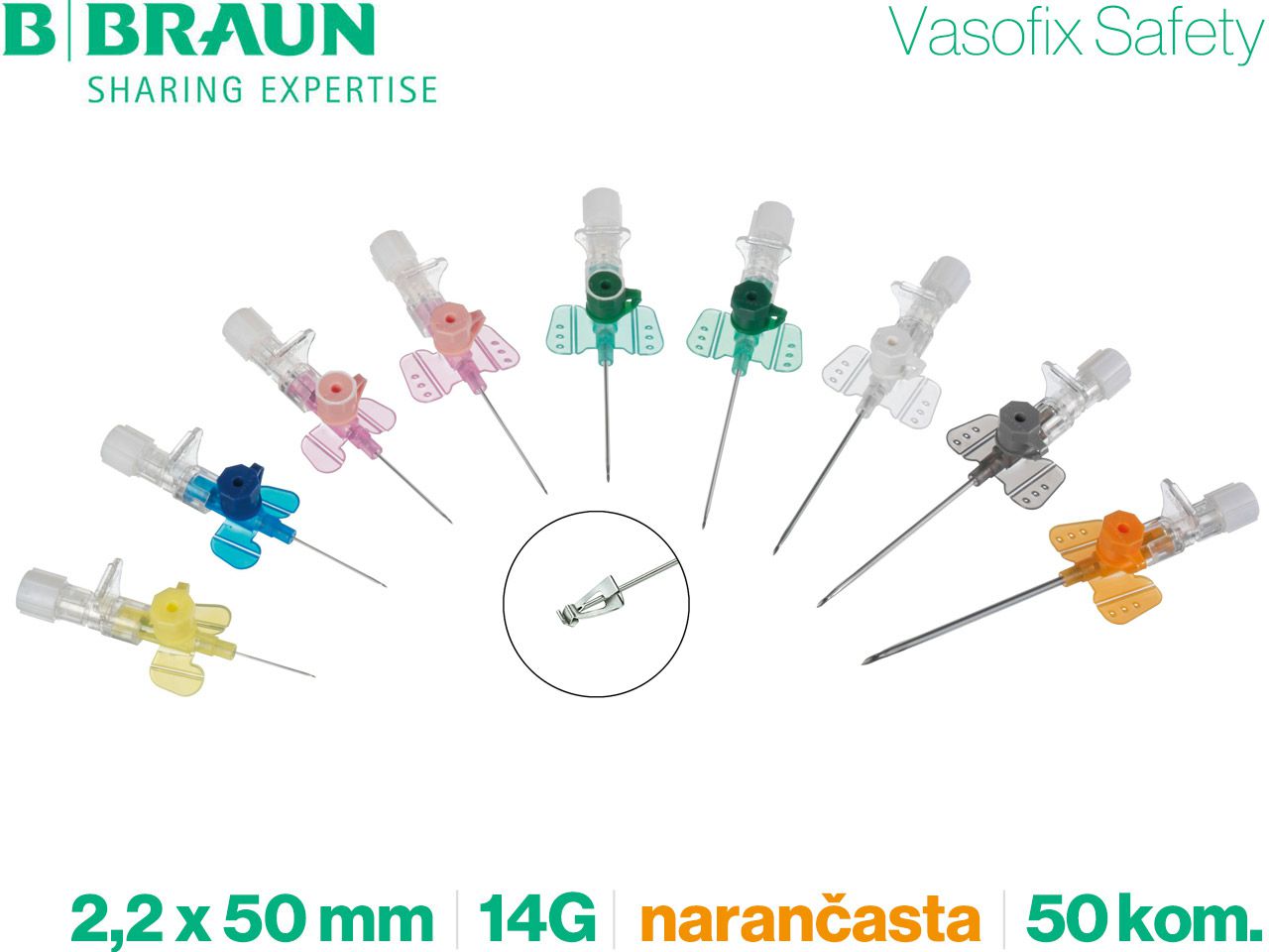 KANILE VASOFIX SAFETY PUR 14G 2,2 x 50 mm - narančaste, 50 kom., B. BRAUN