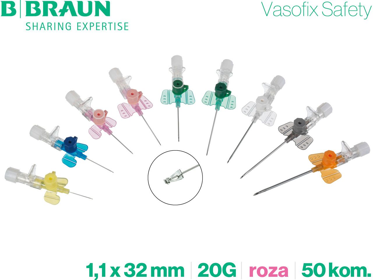 KANILE VASOFIX SAFETY PUR 20G 1,1 x 33 mm - roze, 50 kom., B. BRAUN