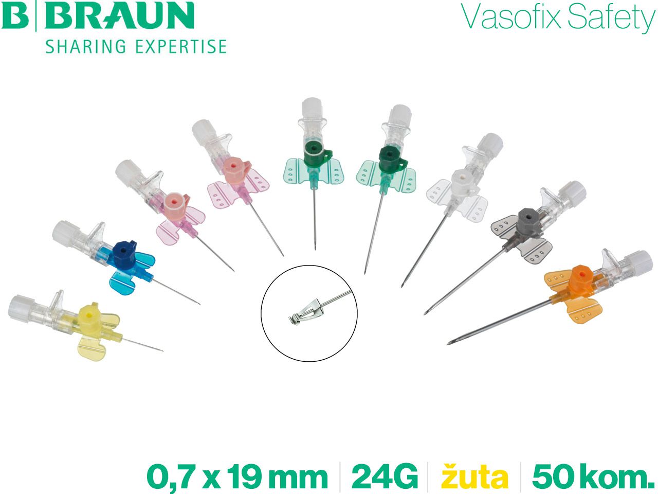 KANILE VASOFIX SAFETY PUR 24G 0.7 X 19 mm - žute, 50 kom., B. BRAUN