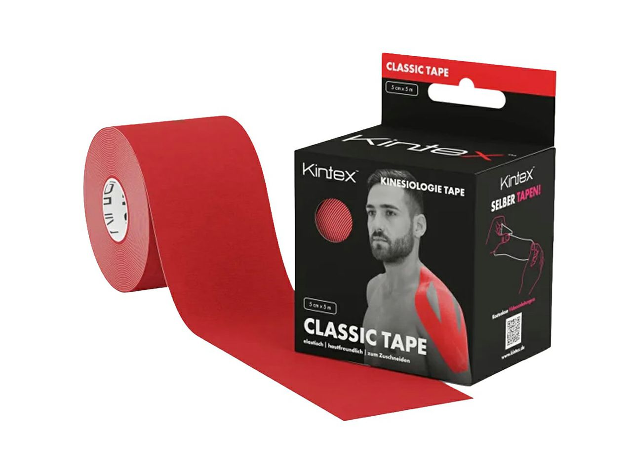 KINEZIOLOŠKA TRAKA KINTEX CLASSIC, CRVENA, 5 cm× 5 m