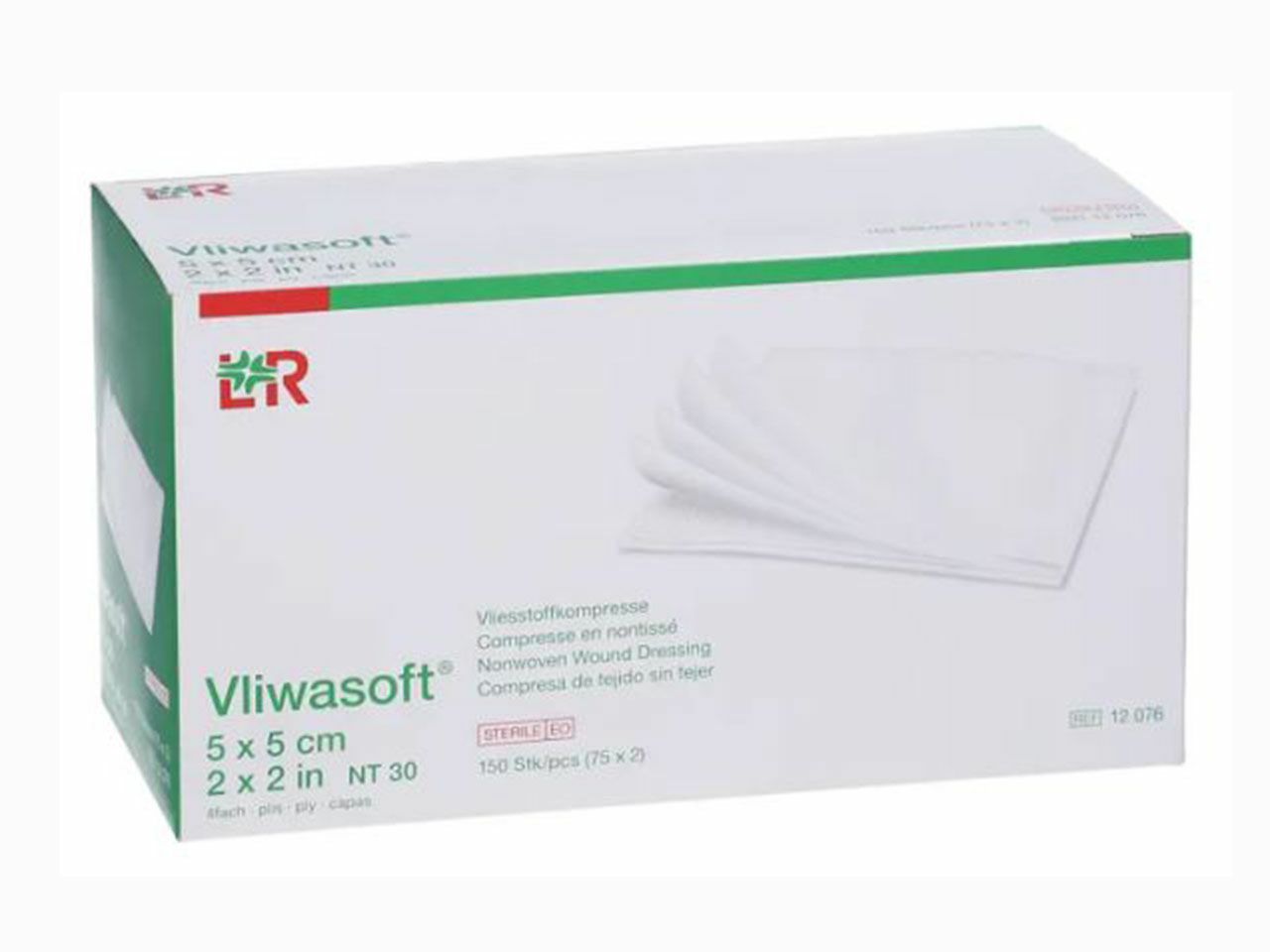 KOMPRESA FLIZELINSKA VLIWASOFT STERILNA, 5 x 5cm, 4-slojna, 75 x 2 kom (150 kom.)