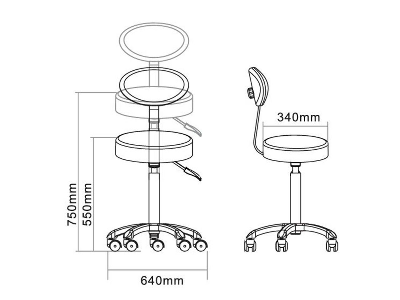 LABORATORIJSKA STOLICA S NASLONOM ZA LEĐA, PLAVA