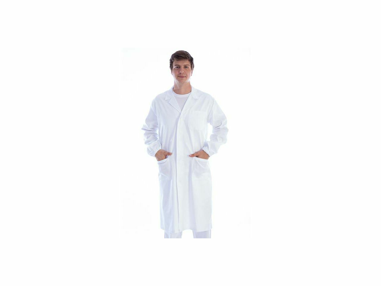 LABORATORIJSKA/LIJEČNIČKA KUTA, BIJELA, UNISEX, VEL. XS, KOPČANJE NA DRUKER