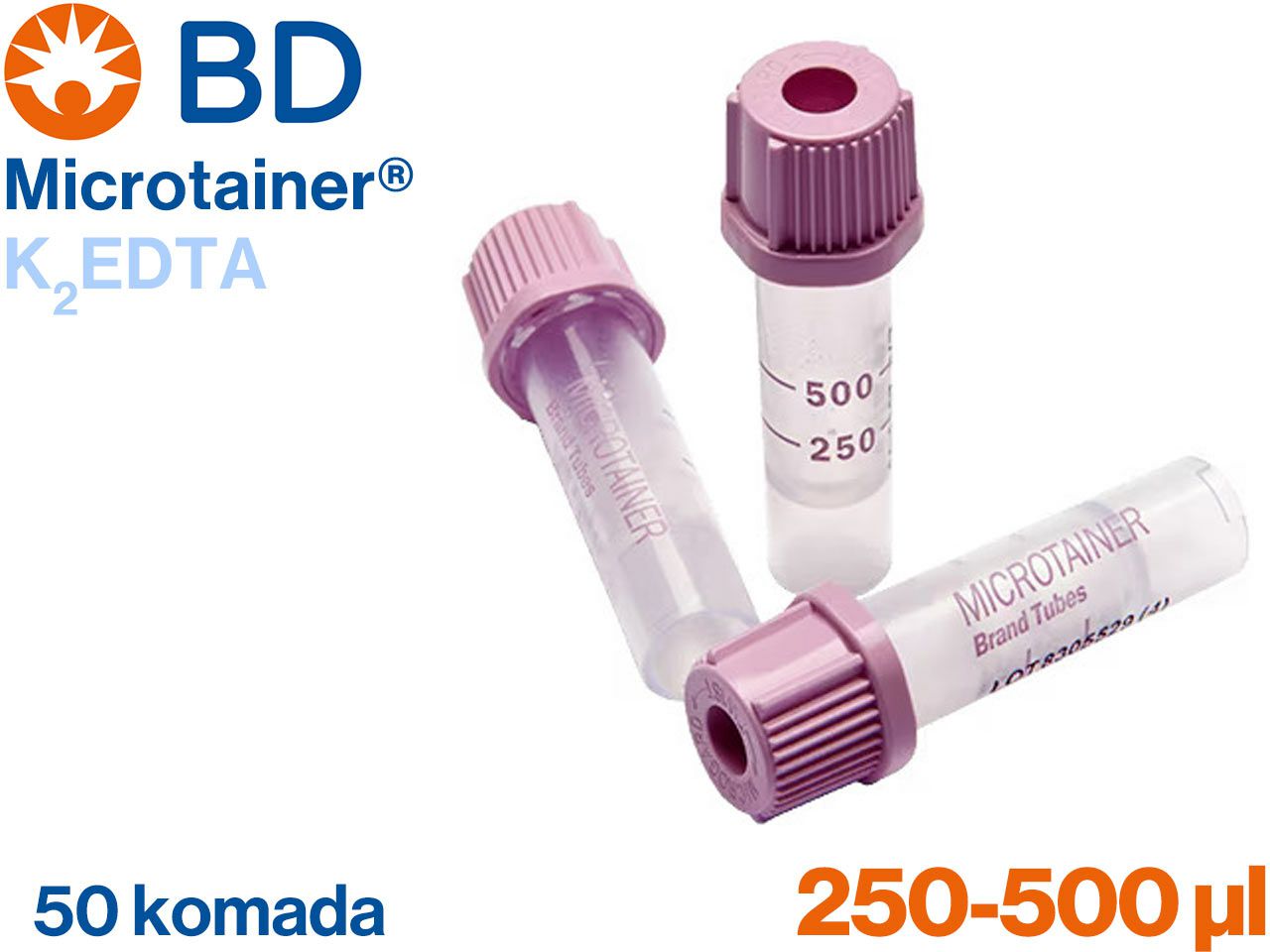 MICROTAINER K2EDTA ZA HEMATOLOGIJU, 250-500 µl, 50 komada