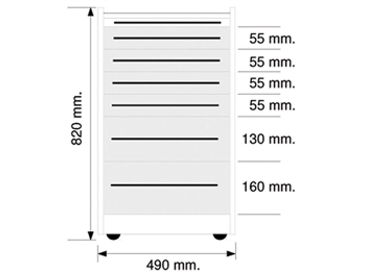 MOBILNI ORMARIĆ GE419 – 6 LADICA, 49 cm – BIJELI