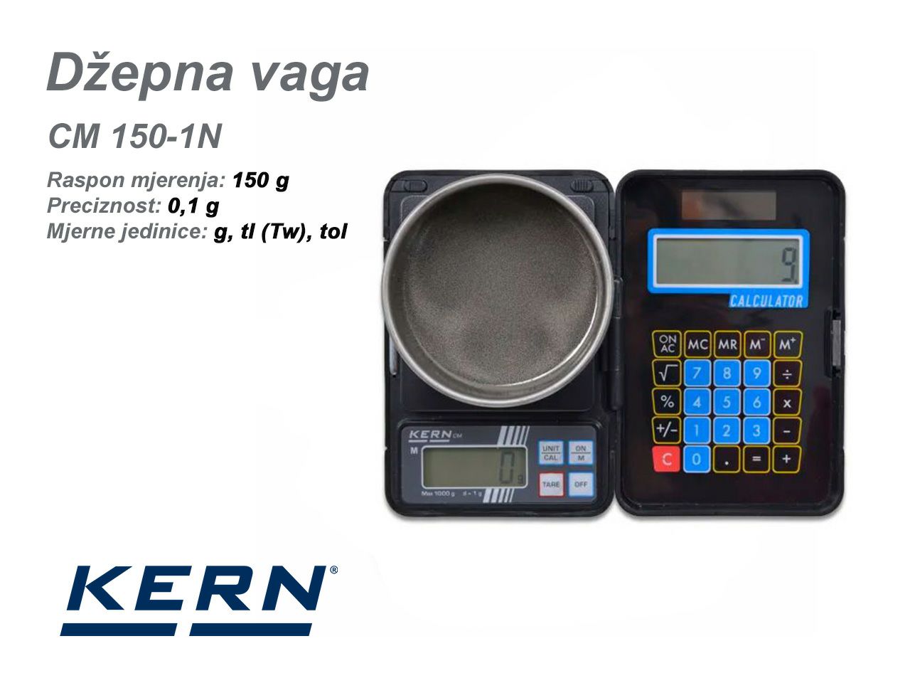 KERN PRIJENOSNA PRECIZNA VAGA CM 150-1N, 150 g / 0.1 g