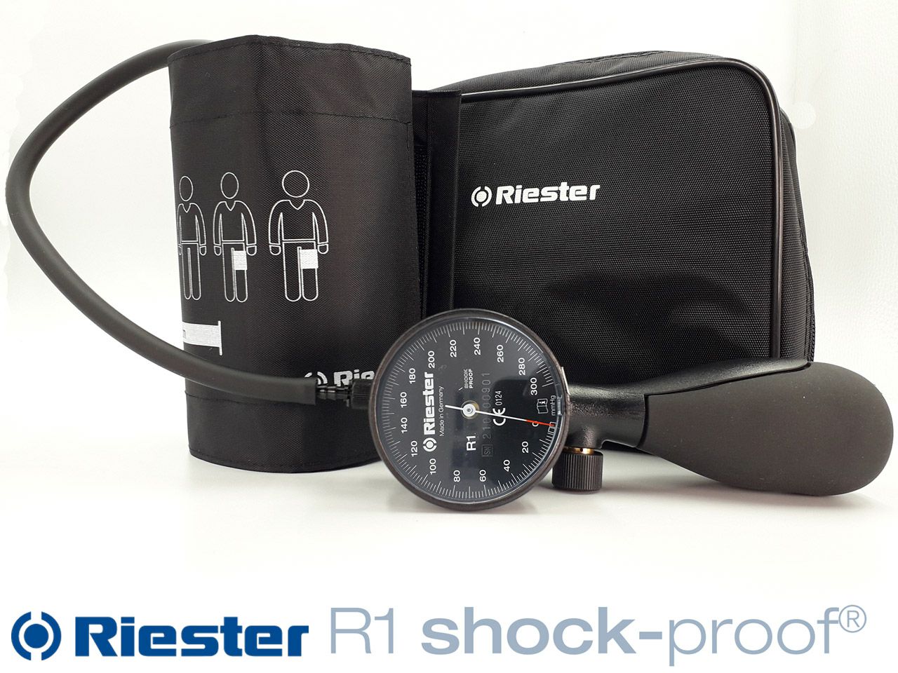 RIESTER R1 SHOCK-PROOF TLAKOMJER SA SREDNJOM MANŽETOM, crna skala, RI 1250-150