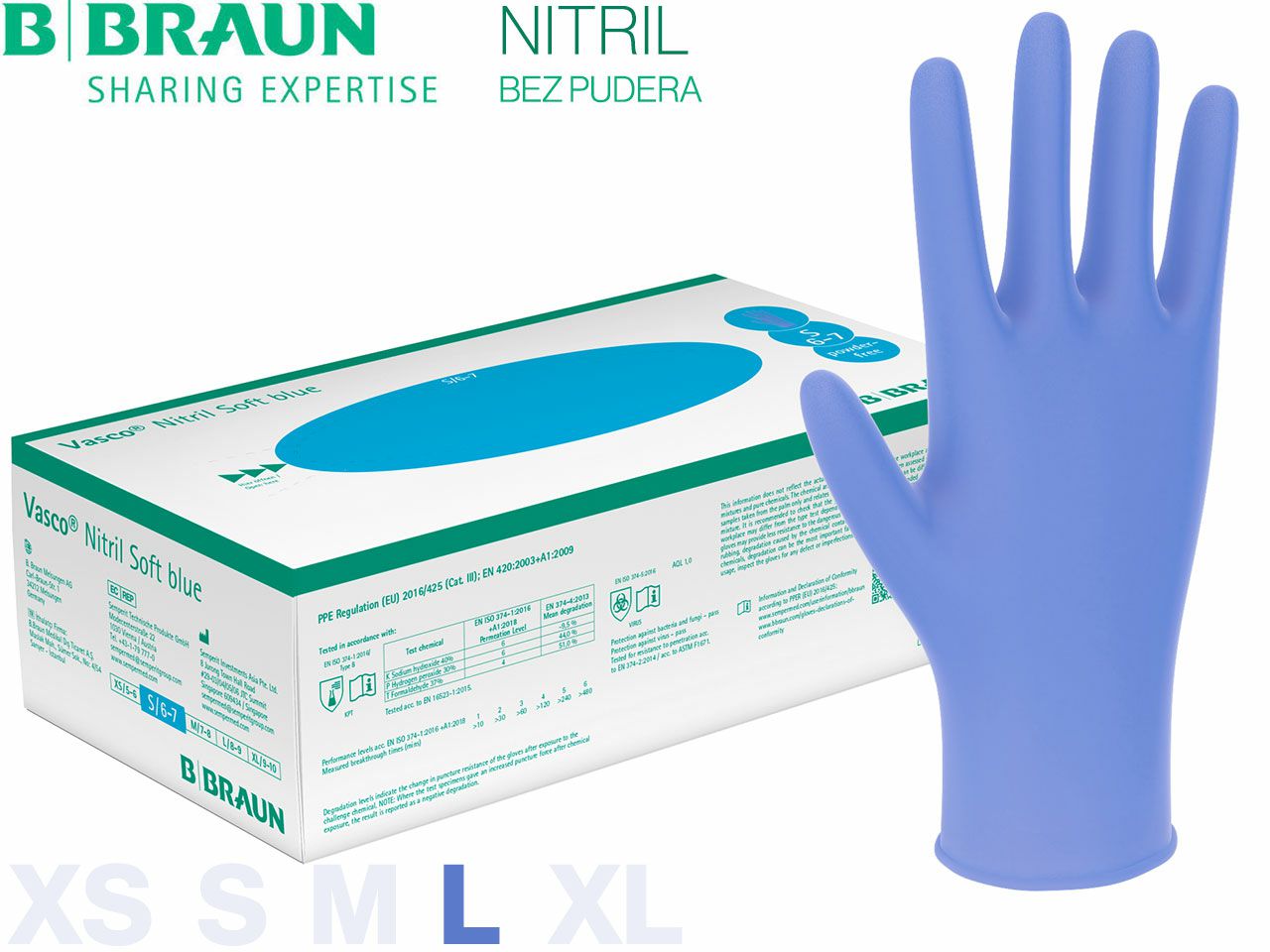 RUKAVICE NITRILNE Vasco Nitril Soft Blue L, 200 kom., B. BRAUN