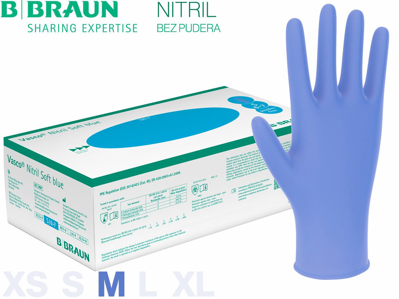 RUKAVICE NITRILNE Vasco Nitril Soft Blue M, 200 kom., B. BRAUN