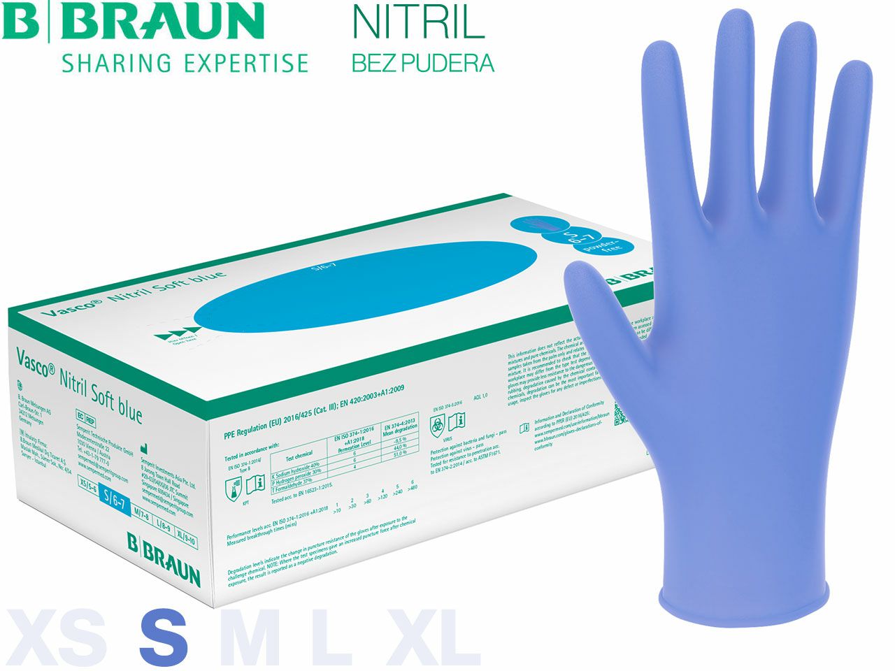 RUKAVICE NITRILNE Vasco Nitril Soft Blue S, 200 kom., B. BRAUN