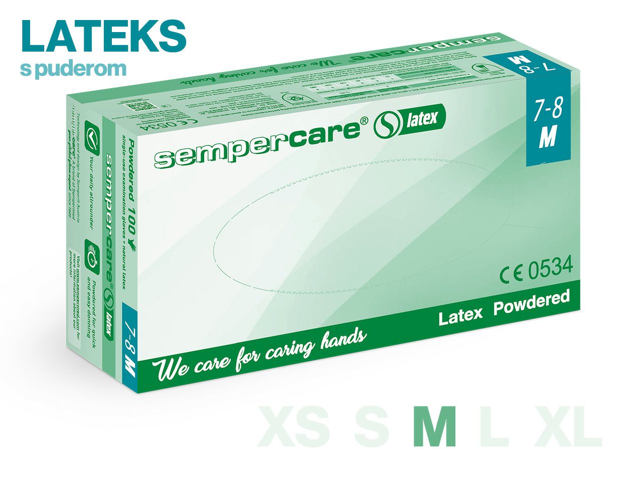 RUKAVICE SEMPERCARE® – LATEKS S PUDEROM, 100 KOMADA, M