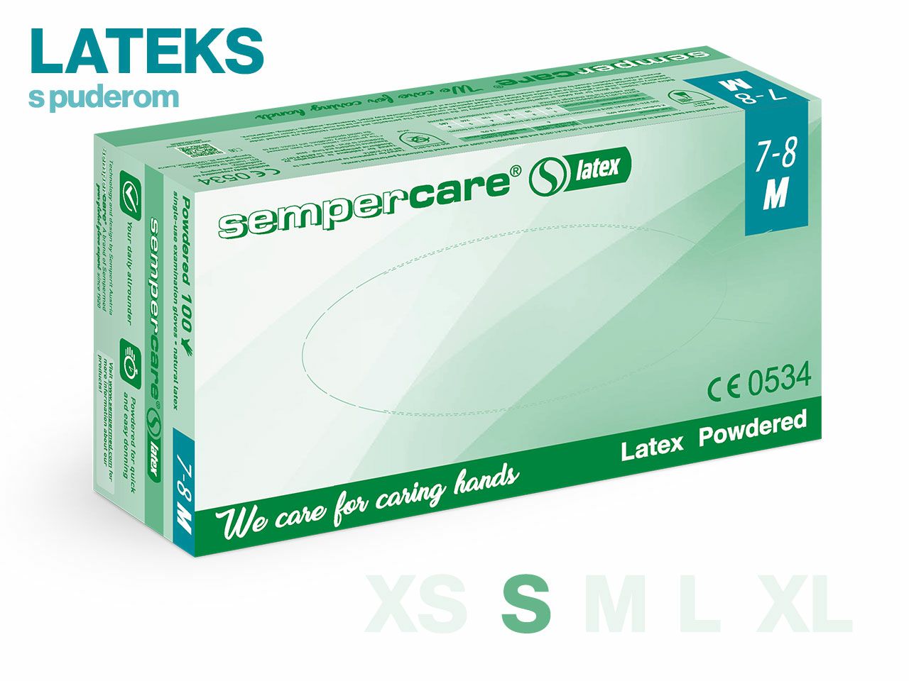 RUKAVICE SEMPERCARE® – LATEKS S PUDEROM, 100 KOMADA, S